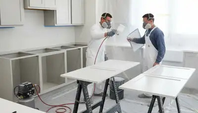 Professional cabinet painting and refinishing in Fort Wayne, IN kitchen by expert painters