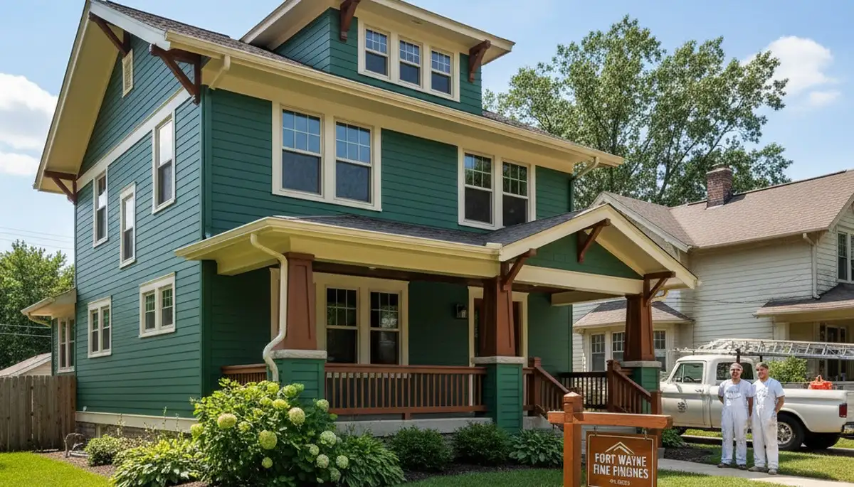 Fresh exterior house painting in Fort Wayne IN showing smooth weather-resistant finish and curb appeal