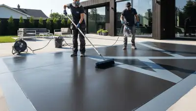 Professional concrete staining on garage floor in Fort Wayne, IN by expert house painters
