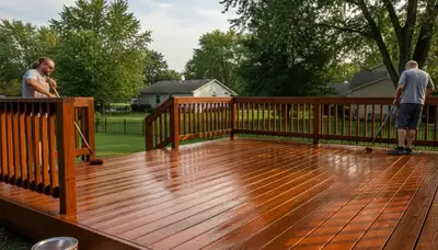 Professional deck staining in Fort Wayne IN enhancing wood grain and protecting outdoor surfaces