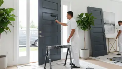 Professional door painting service in Fort Wayne, IN with durable exterior finishes