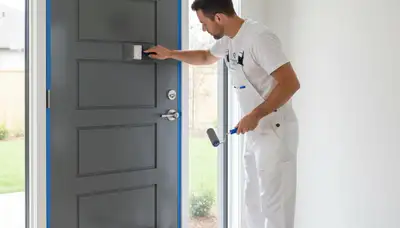 Professional door painting service in Fort Wayne, IN with durable exterior finish