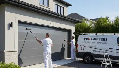 Professional garage door painting in Fort Wayne IN improving curb appeal with durable exterior finish