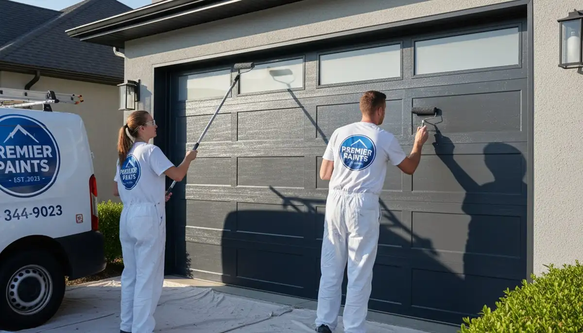 Professional garage door painting in Fort Wayne IN improving curb appeal and weather protection