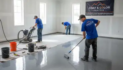 Professional garage floor epoxy coating in Fort Wayne, IN applied by local house painting experts