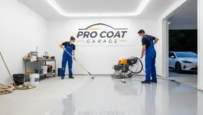 Professional garage floor epoxy coating by house painters in Fort Wayne, IN