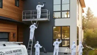 Professional house painters finishing exterior home painting in Fort Wayne, IN