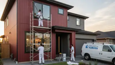 Professional house painters in Fort Wayne IN applying exterior paint to a residential home