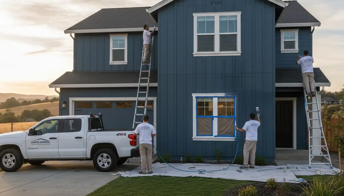 Professional house painters in Fort Wayne IN applying fresh exterior paint to a residential home