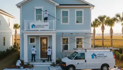 Professional house painters working on exterior home in Fort Wayne IN