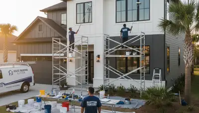 Professional house painters applying exterior paint to home in Fort Wayne, IN