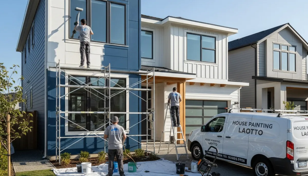 Professional house painters working on home exterior in Fort Wayne IN