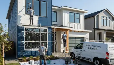 Professional house painters working on home exterior in Fort Wayne IN