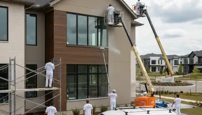 Professional house painters working on residential exterior in Fort Wayne IN