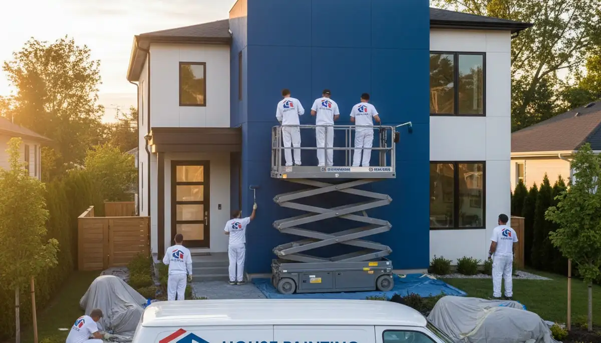 Professional house painters working on residential exterior in Fort Wayne IN