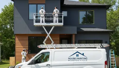 Professional house painter working on exterior home in Fort Wayne IN