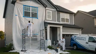 Professional house painters working on residential exterior in Fort Wayne IN