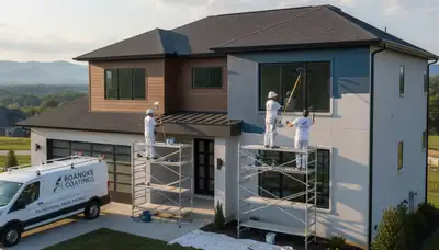 Professional house painters working on exterior home repaint in Fort Wayne, IN