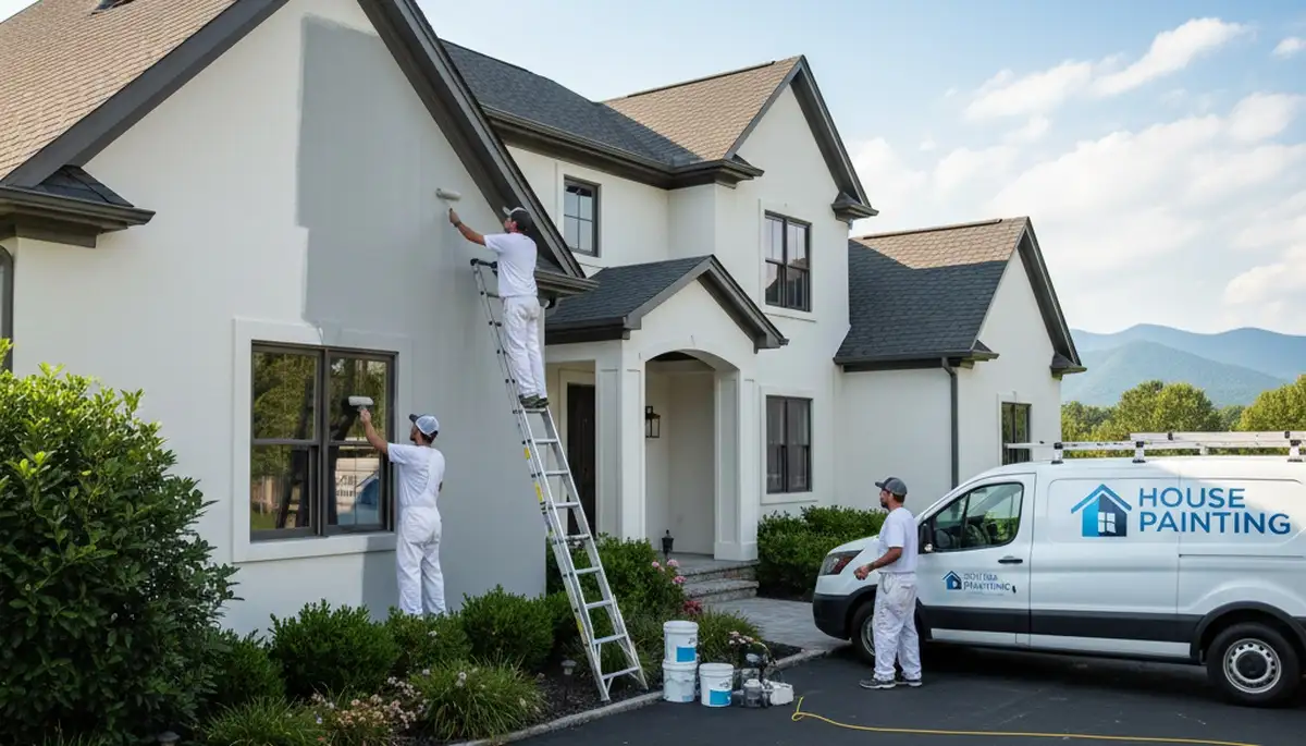 Professional house painters working on residential exterior in Fort Wayne, IN