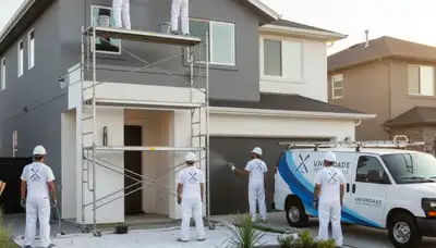 Professional house painters in Fort Wayne IN applying fresh exterior paint to a residential home