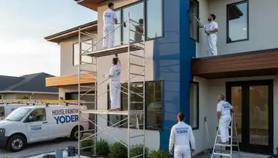 Professional house painters working on residential exterior in Fort Wayne IN