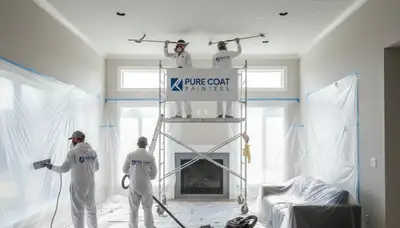 Professional popcorn ceiling removal by house painters in Fort Wayne, IN for smooth interior finishes