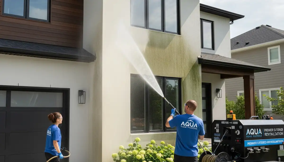 Professional pressure washing home exterior in Fort Wayne IN for expert house cleaning services