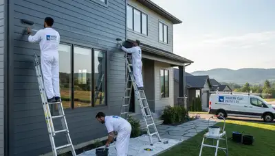 Professional siding painting on a Fort Wayne IN home by expert exterior house painters