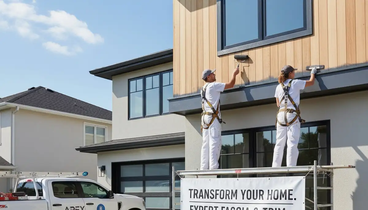 Professional trim and fascia painting on Fort Wayne IN home by expert exterior house painters