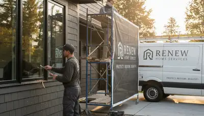 Professional wood rot repair on Fort Wayne IN home exterior by expert house painters