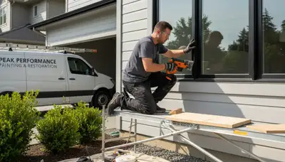 Professional wood rot repair on Fort Wayne, IN home exterior by expert house painters