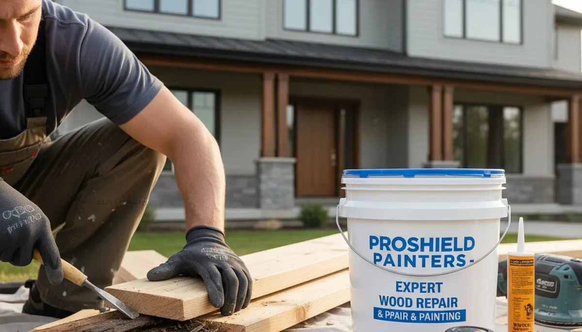 Professional wood rot repair on Fort Wayne, IN home exterior by expert house painters