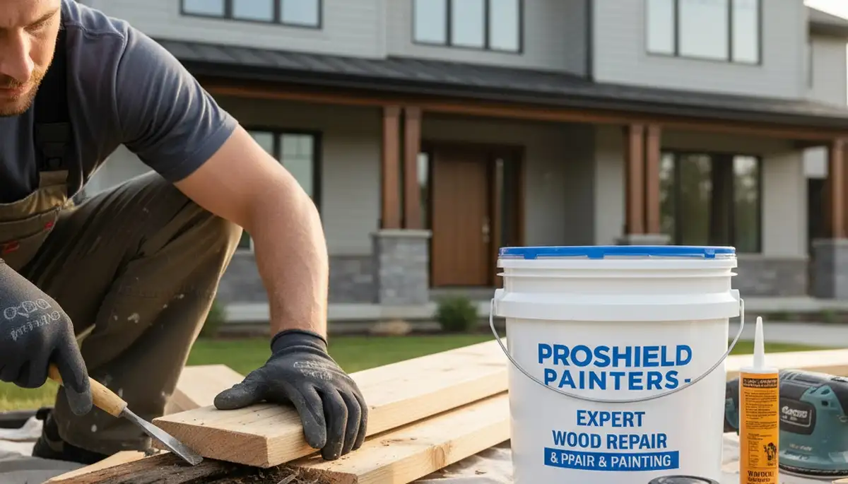 Professional wood rot repair on Fort Wayne, IN home exterior by expert house painters